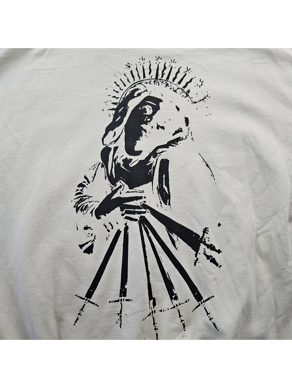 MCR Hot Topic My Chemical Romance Sword Lady Hoodie Sweatshirt XL Beige NEW - Picture 9 of 13